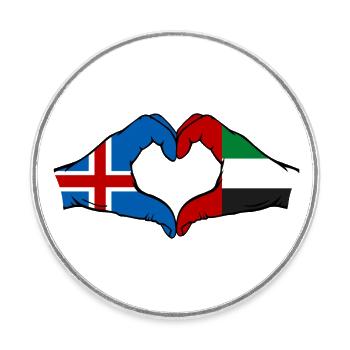 Island Vereinigte Arabische Emirate Flagge Herz - Runder Kühlschrankmagnet - Weiß - Vorne