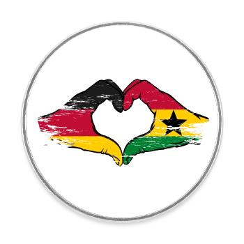 Allemagne Ghana Drapeau Mains Coeur Forme Utilisé - Magnet rond - blanc - Devant