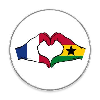 France Ghana Drapeau Mains Coeur Forme - Magnet rond - blanc - Devant