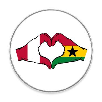 Peru Ghana Flag Hands Heart Shape - Round  fridge magnet - white - Front
