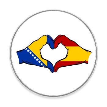 Bosnia Spain Flag Hands Heart Shape - Round  fridge magnet - white - Front