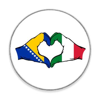 Bosnien Italien Flagge Hände Herzform - Runder Kühlschrankmagnet - Weiß - Vorne
