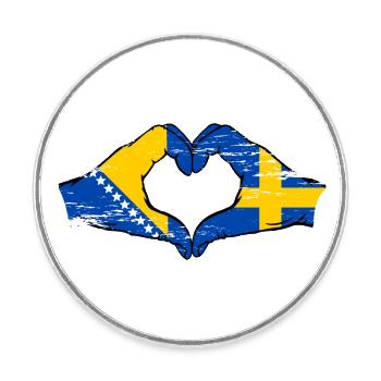 Bosnien Schweden Flagge Hände Herzform used - Runder Kühlschrankmagnet - Weiß - Vorne