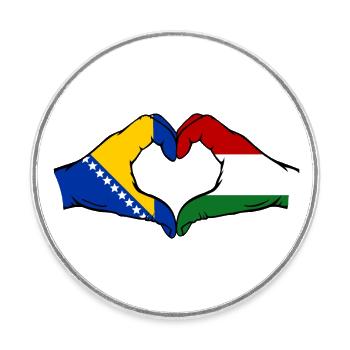 Bosnia Hungary Flag Hands Heart Shape - Round  fridge magnet - white - Front