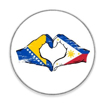 Bosnien Philippinen Flagge Hände Herzform used - Runder Kühlschrankmagnet - Weiß - Vorne
