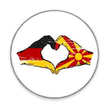 Allemagne Macédoine Drapeau Mains Coeur Forme Utilisé - Magnet rond - blanc - Devant