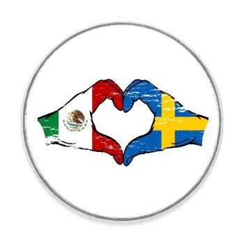 Mexique Drapeau Suède mains forme de coeur utilisé - Magnet rond - blanc - Devant