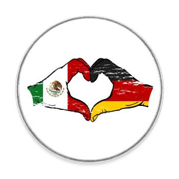 Mexique Allemagne Drapeau Mains Coeur Forme Utilisé - Magnet rond - blanc - Devant