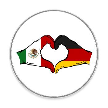 Mexique Allemagne Drapeau Mains Coeur Forme - Magnet rond - blanc - Devant