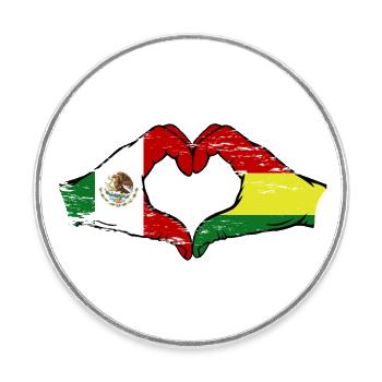 Mexique Bolivie drapeau mains forme de coeur utilisé - Magnet rond - blanc - Devant
