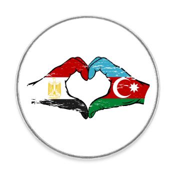 Egypt Azerbaijan Flag Hands Heart Shape Used - Round  fridge magnet - white - Front