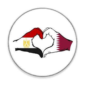 Egypt Qatar Flag Hands Heart Shape - Round  fridge magnet - white - Front