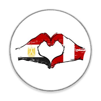 Egypt Peru Flag Hands Heart Shape Used - Round  fridge magnet - white - Front