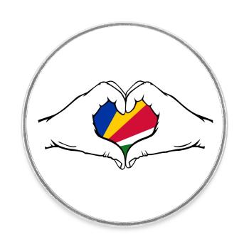 Seychelles Flag Hands Heart Shape - Round  fridge magnet - white - Front