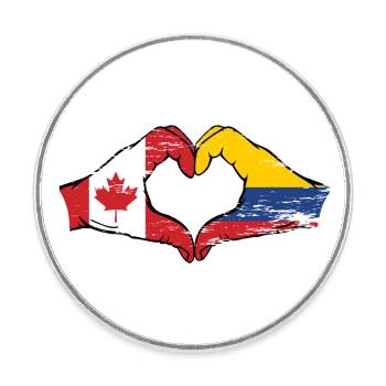 Kanada Kolumbien Flagge Hände Herzform used - Runder Kühlschrankmagnet - Weiß - Vorne