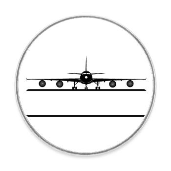 Airplane Name Tag - Round  fridge magnet - white - Front