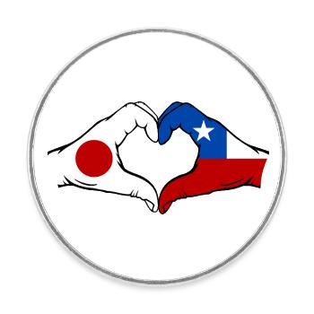 Japan Chile Flag Hands Heart Shape - Round  fridge magnet - white - Front