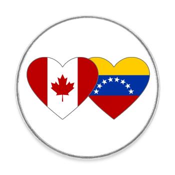 Kanada Venezuela Flagge Herz - Runder Kühlschrankmagnet - Weiß - Vorne
