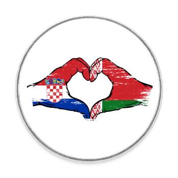 Croatie Biélorussie drapeau mains forme de coeur utilisé - Magnet rond - blanc - Devant