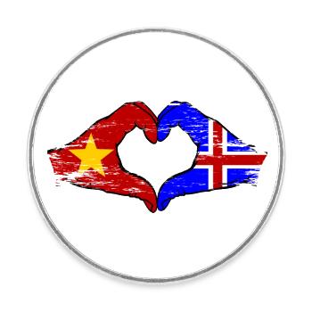 Vietnam Island Flagge Hände Herzform used - Runder Kühlschrankmagnet - Weiß - Vorne