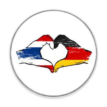Thailand Germany Flag Hands Heart Shape Used - Round  fridge magnet - white - Front