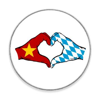 Vietnam Bavière Drapeau Mains Coeur Forme - Magnet rond - blanc - Devant