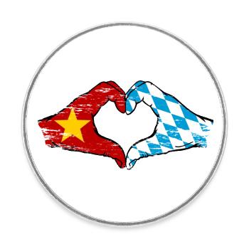 Vietnam Bavaria Flag Hands Heart Shape Used - Round  fridge magnet - white - Front