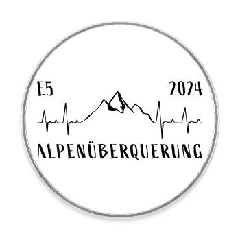 E5 Alpenüberquerung 2024 Herzschlag Berge - Runder Kühlschrankmagnet - Weiß - Vorne