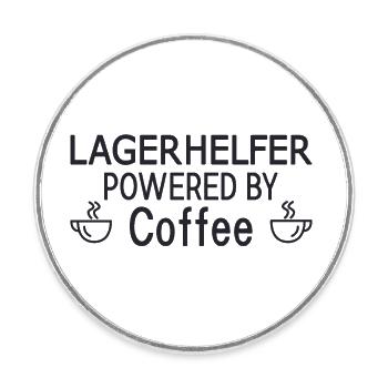 Warehouse Helper Powered By Coffee - Round  fridge magnet - white - Front