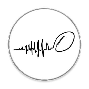 Seismograph Herzschlag American Football - Runder Kühlschrankmagnet - Weiß - Vorne