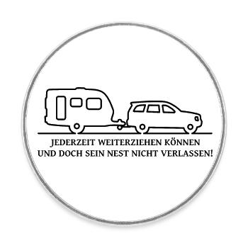 Wohnwagengespann mit Spruch - Car + Caravan - Runder Kühlschrankmagnet - Weiß - Vorne