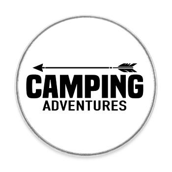 Camping Aventures - Magnet rond - blanc - Devant