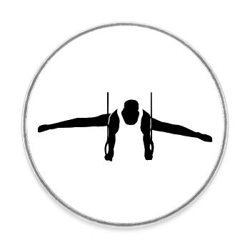 Gymnasts on Rings, Gymnastics, Men's Gymnastics - Round  fridge magnet - white - Front