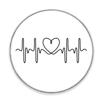Heartbeat ECG - Round  fridge magnet - white - Front
