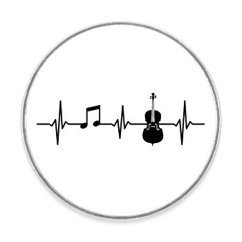 Cello Heartbeat Cellist Music Instrument - Round  fridge magnet - white - Front