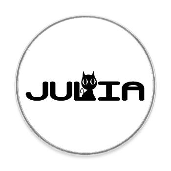 Julia mit schwarzer Katze - Runder Kühlschrankmagnet - Weiß - Vorne