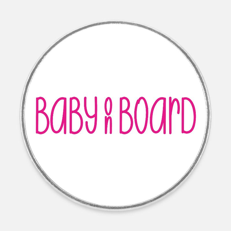 Bébé à bord - Magnet rond - blanc