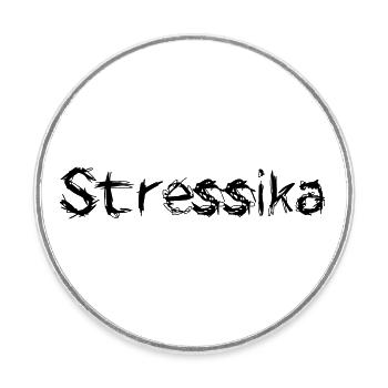 Stressika - Round  fridge magnet - white - Front