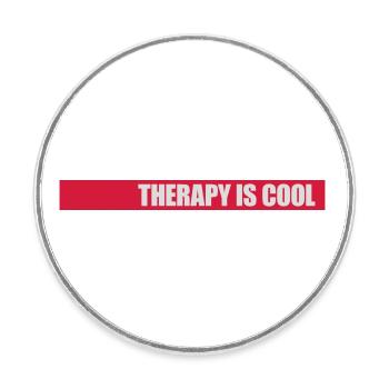 therapy is cool Quote - Round  fridge magnet - white - Front