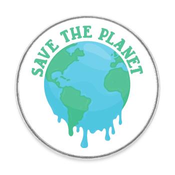 Save The Planet - Runder Kühlschrankmagnet - Weiß - Vorne