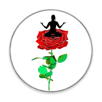 Danseuse de yoga sur rose rouge, Namaste - Magnet rond - blanc - Devant