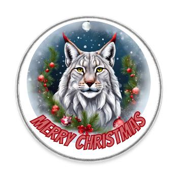 Luchs (Merry Christmas) - Runder Kühlschrankmagnet - Weiß - Vorne