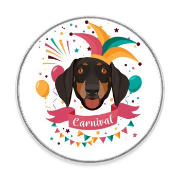 Dackel Karneval Fasching - Runder Kühlschrankmagnet - Weiß - Vorne