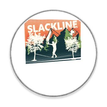 Slackline, Balance Sport - Round  fridge magnet - white - Front