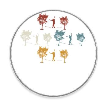 Retro vintage Slackline - Runder Kühlschrankmagnet - Weiß - Vorne