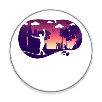Slackline, Urban, Lifestyle & Stadt - Runder Kühlschrankmagnet - Weiß - Vorne