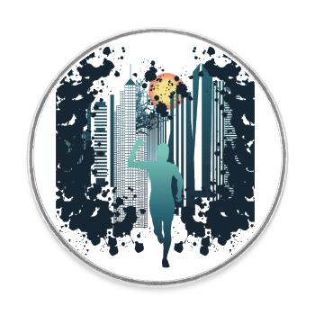 Skyline Marathon, Trail Running - Round  fridge magnet - white - Front
