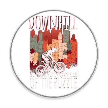 Downhill, the piece of the puzzle - Round  fridge magnet - white - Front