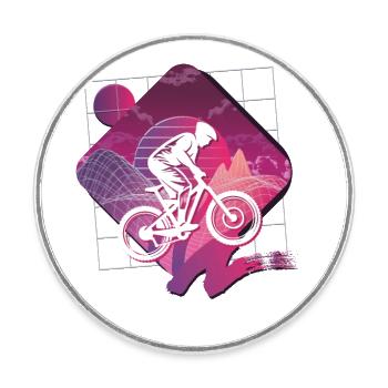 Vaporwave Downhill - Runder Kühlschrankmagnet - Weiß - Vorne