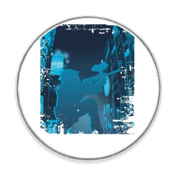 Paintball de la ville asiatique - Magnet rond - blanc - Devant